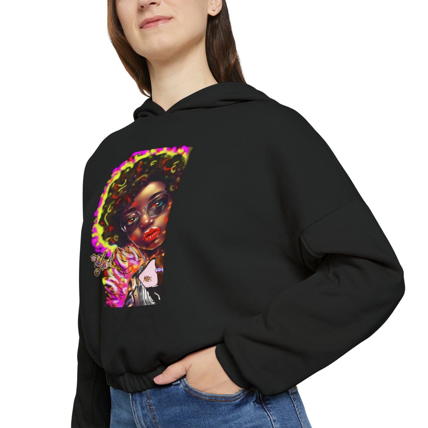 Lit Girl "Girl on Fire" Women's Cinched Bottom Hoodie