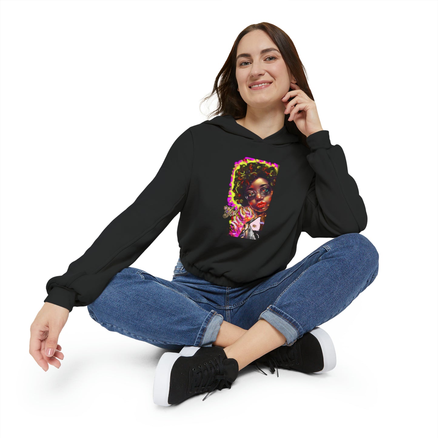 Lit Girl "Girl on Fire" Women's Cinched Bottom Hoodie