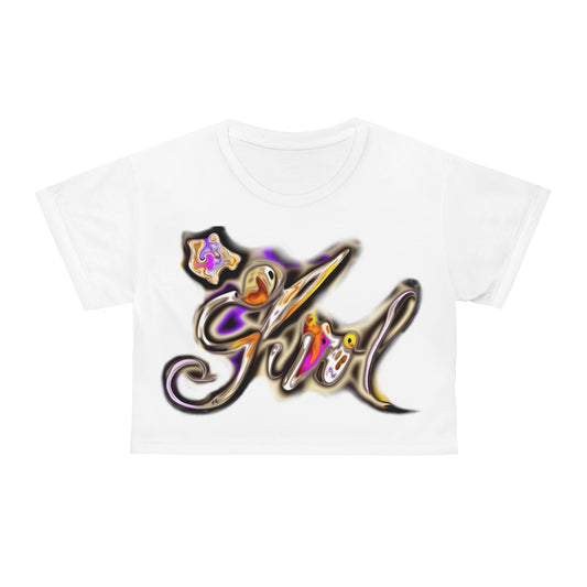 Lit Girl "Girl on Fire" Crop Tee (White)