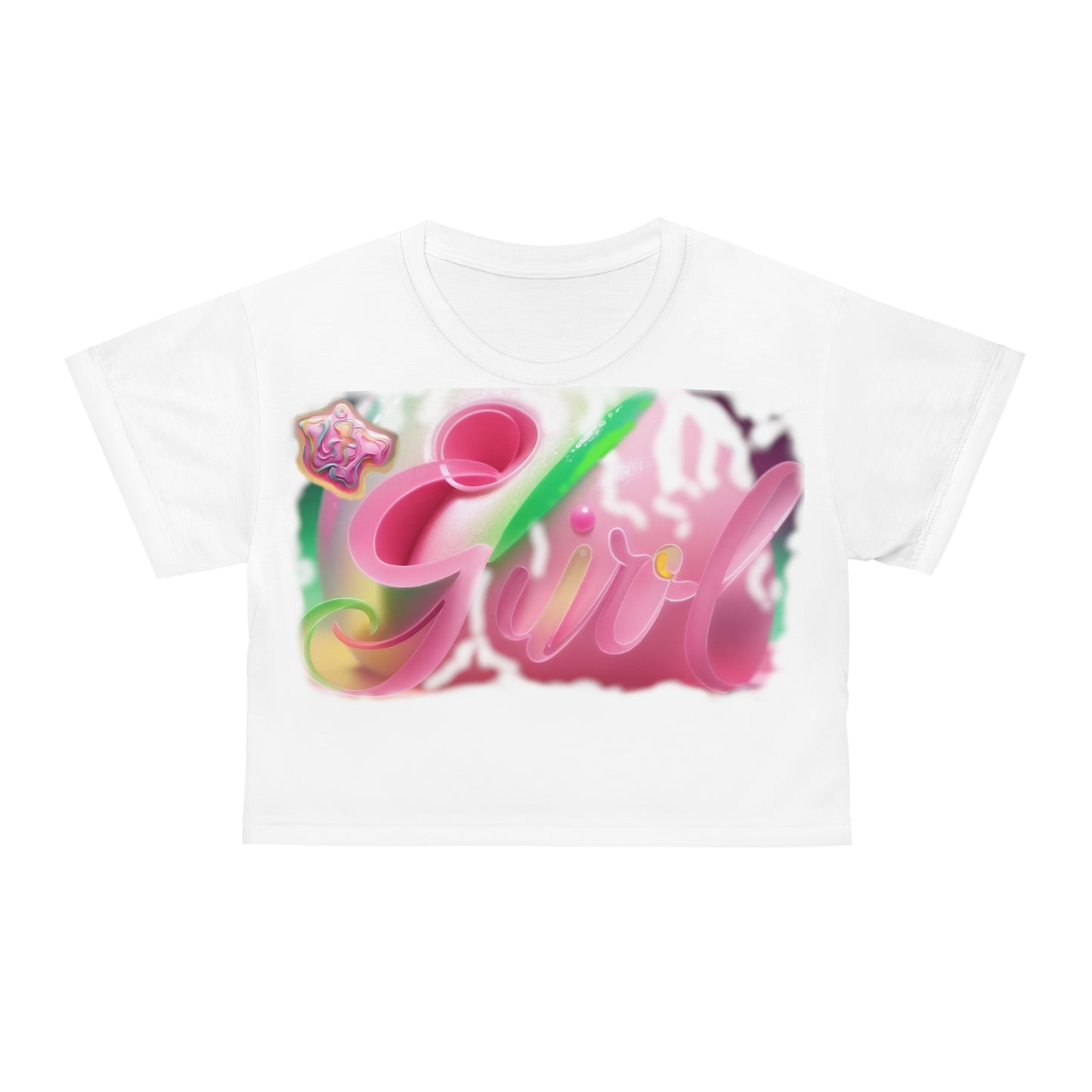 Lit Girl "Ice Cream" Crop Tee (White)