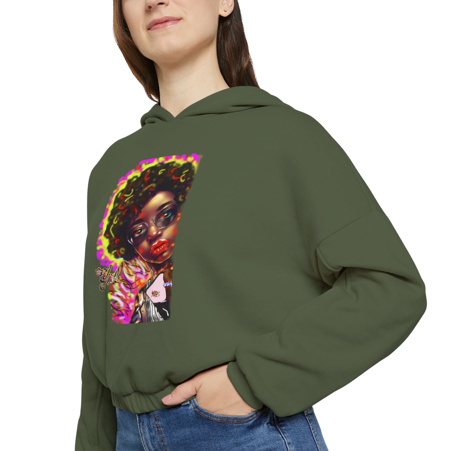 Lit Girl "Girl on Fire" Women's Cinched Bottom Hoodie