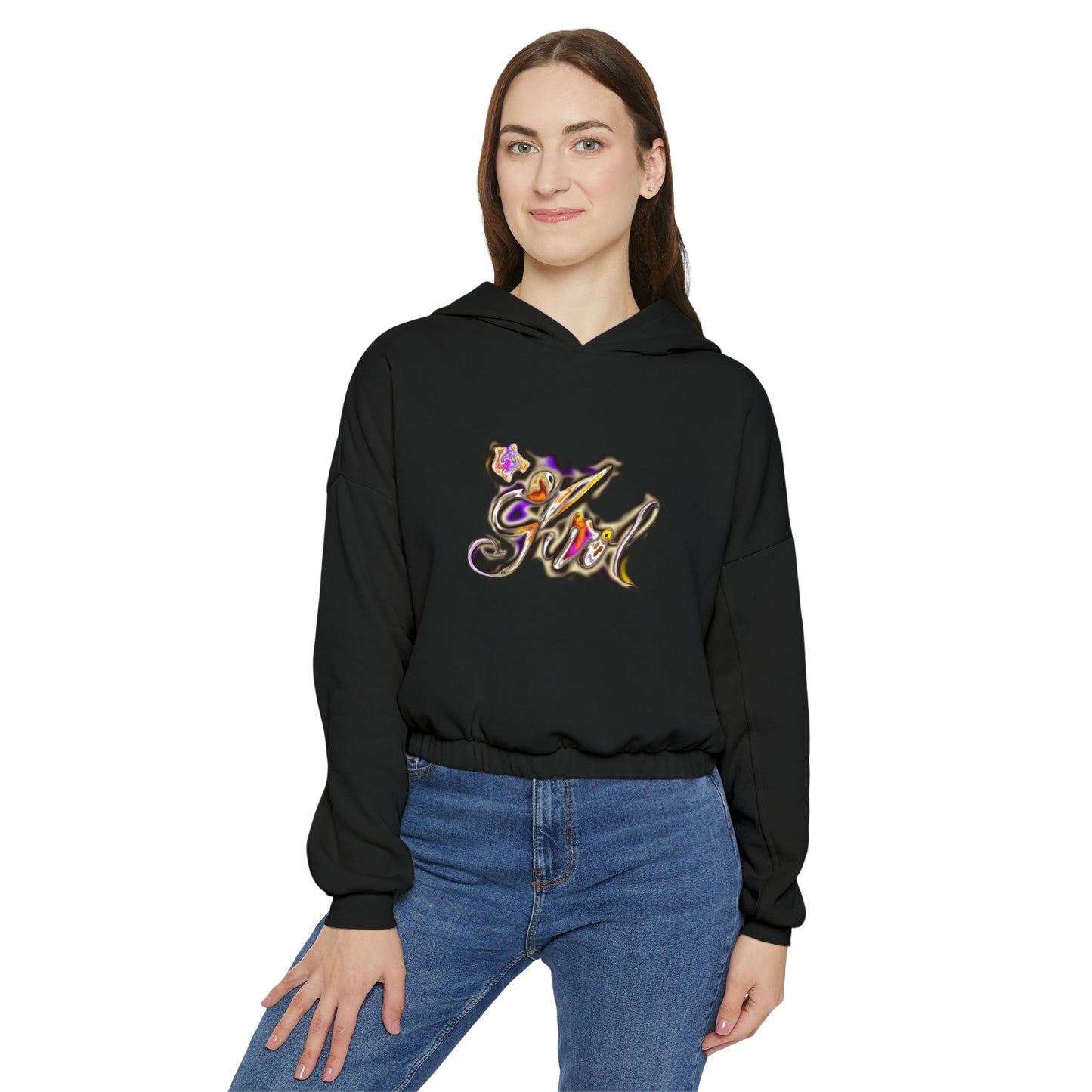 Lit Girl "Girl on Fire" Logo Women's Cinched Bottom Hoodie