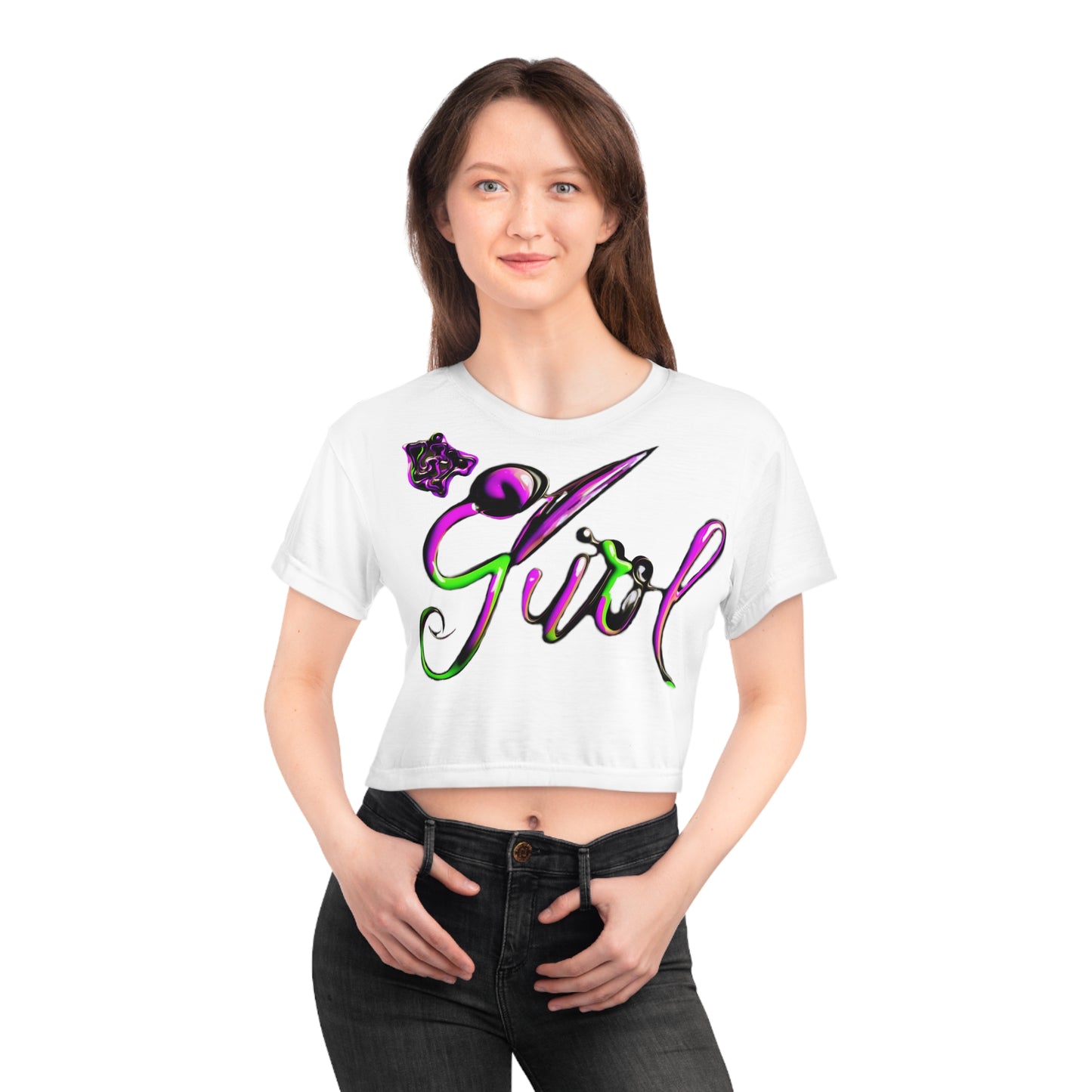 Lit Girl "Envy" Crop Tee (White)