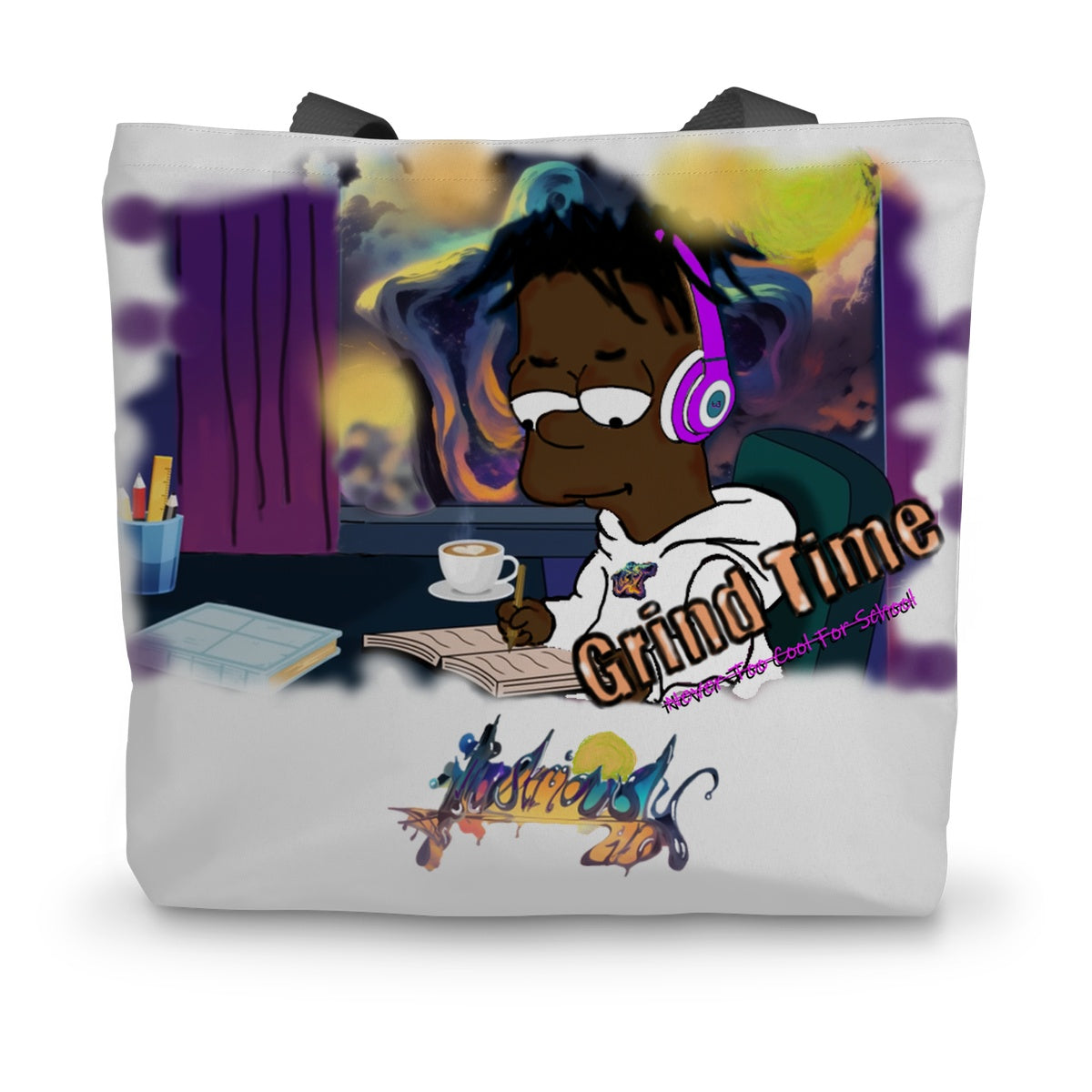 Lit Design Collection: Grind Time Canvas Tote Bag