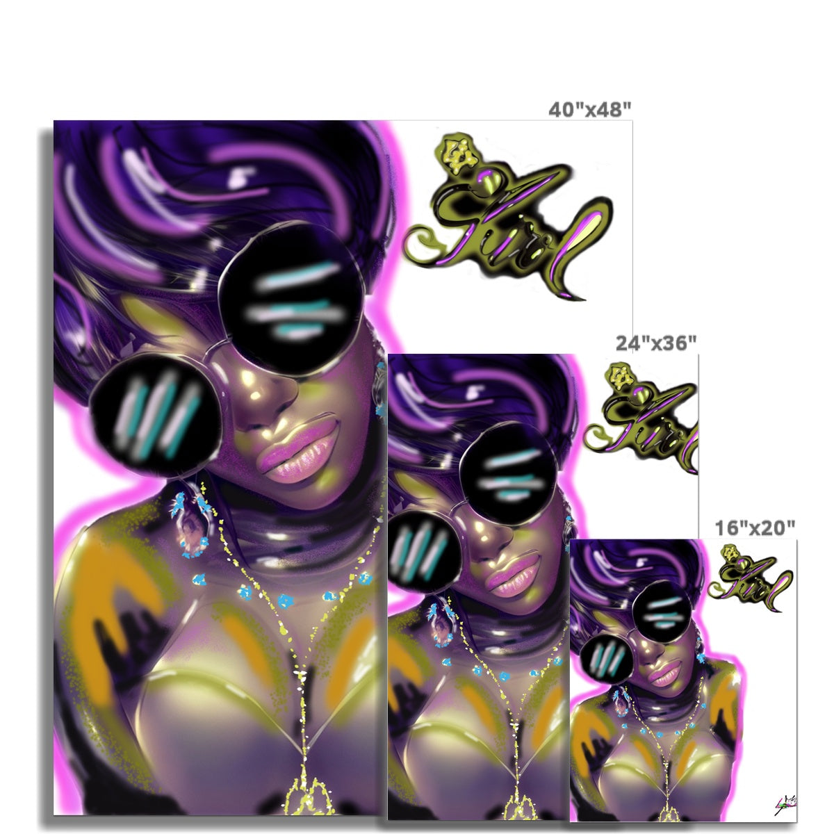 Lit Girl Collection: Purple Queen Wall Art Poster